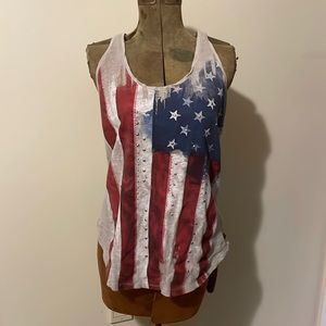 Rock & Republic, American Flag Racer Back Tank Top size S Patriotic USA